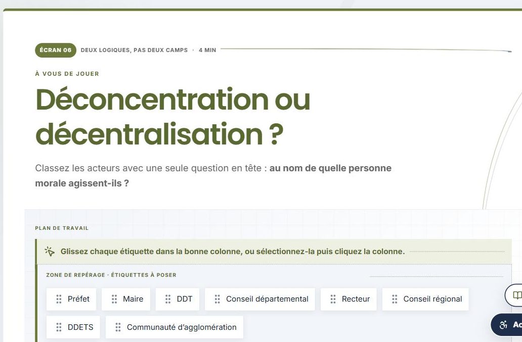 Écran 6 : activité de tri, au nom de quelle personne morale ?